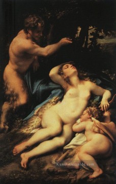 Venus und Amor mit einem Satyr Renaissance Manierismus Antonio da Correggio Ölgemälde